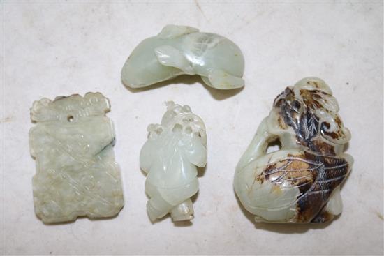 Four Chinese Celadon jade carvings, 19th/20th century, 5.3cm